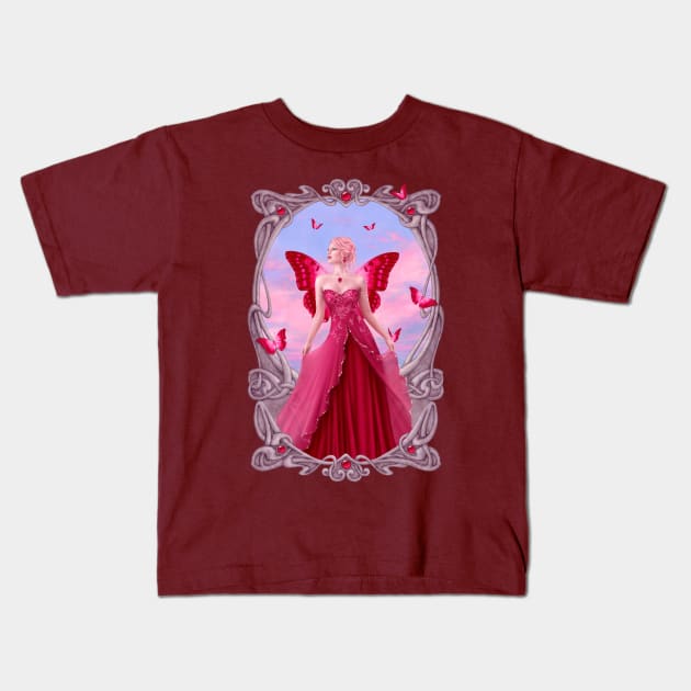 Ruby Birthstone Fairy Kids T-Shirt by silverstars